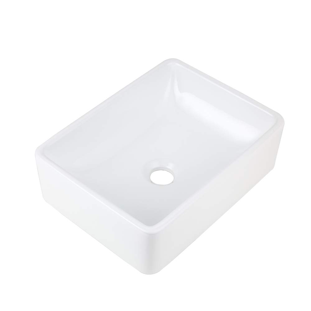 AWESON 16"X12" Rectangular Ceramic Vessel Sink, Vanity Sink, Above Counter White Countertop Sink, Art Basin Wash Basin for Lavatory Vanity Cabinet