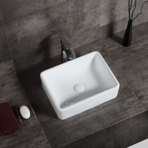 AWESON 16"X12" Rectangular Ceramic Vessel Sink, Vanity Sink, Above Counter White Countertop Sink, Art Basin Wash Basin for Lavatory Vanity Cabinet