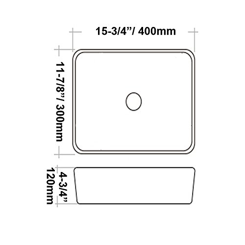 AWESON 16"X12" Rectangular Ceramic Vessel Sink, Vanity Sink, Above Counter White Countertop Sink, Art Basin Wash Basin for Lavatory Vanity Cabinet