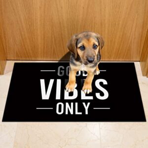 CHARMHOME Good Vibes Only Welcome Doormat Entrance Floor Mat Rug Indoor/Front Door/Bathroom/Kitchen and Living Room/Bedroom Mats Rubber Non Slip