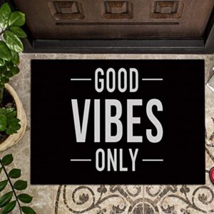 CHARMHOME Good Vibes Only Welcome Doormat Entrance Floor Mat Rug Indoor/Front Door/Bathroom/Kitchen and Living Room/Bedroom Mats Rubber Non Slip