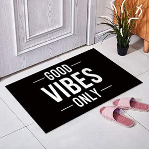 CHARMHOME Good Vibes Only Welcome Doormat Entrance Floor Mat Rug Indoor/Front Door/Bathroom/Kitchen and Living Room/Bedroom Mats Rubber Non Slip