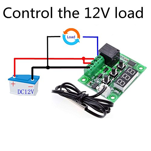 E-outstanding Temperature Controller DC 12V Digital Cooling/Heating Temp Thermostat -50-100 Degree Controlled Switch Module W1209 + Acrylic Box