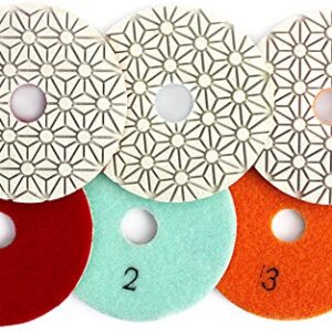 Z-LION 4" Inch Wet 3 Step Diamond Polishing Pad Abrasive Disc for Granit Marble Concrete Flexible Grinding