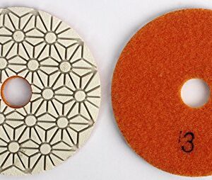 Z-LION 4" Inch Wet 3 Step Diamond Polishing Pad Abrasive Disc for Granit Marble Concrete Flexible Grinding