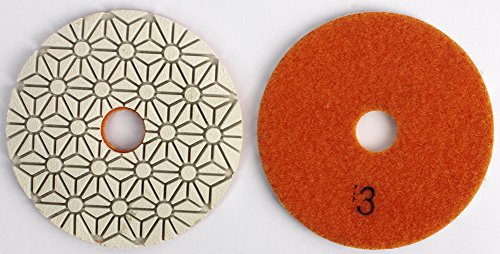 Z-LION 4" Inch Wet 3 Step Diamond Polishing Pad Abrasive Disc for Granit Marble Concrete Flexible Grinding