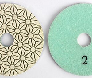 Z-LION 4" Inch Wet 3 Step Diamond Polishing Pad Abrasive Disc for Granit Marble Concrete Flexible Grinding