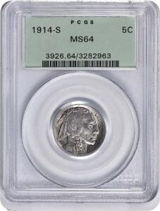 1914 s buffalo nickel pcgs ms64