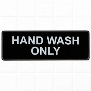 hand wash only sign - black and white, 9 x 3-inches hand wash only sink sign, restaurant compliance signs by tezzorio