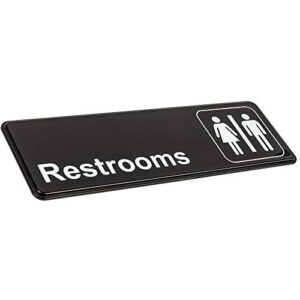 Restrooms Sign - Black and White, 9 x 3-inches Restrooms Sign for Door/Wall, Restroom Signs/Bathrooms Signs by Tezzorio