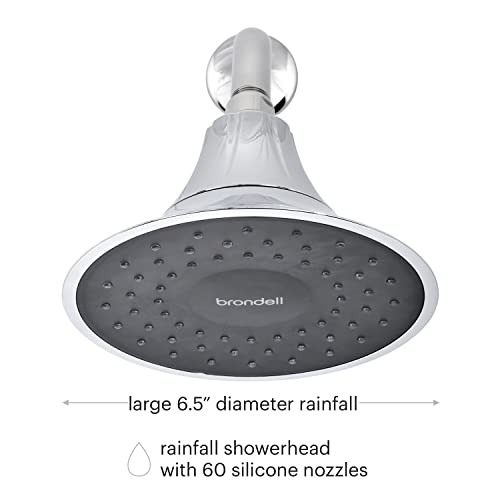 VivaSpring Filtered Shower Head FSH25-CB in Chrome Finish with Obsidian face and Wide Rain Spray | for softer skin and hair | 6 month filter FF-15 | Certified Filtration