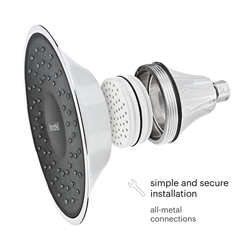 VivaSpring Filtered Shower Head FSH25-CB in Chrome Finish with Obsidian face and Wide Rain Spray | for softer skin and hair | 6 month filter FF-15 | Certified Filtration