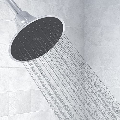VivaSpring Filtered Shower Head FSH25-CB in Chrome Finish with Obsidian face and Wide Rain Spray | for softer skin and hair | 6 month filter FF-15 | Certified Filtration