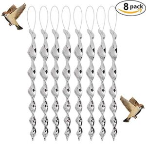 Haierc Bird Repellent Reflective Scare Rods Hanging Ornamental Spiral Rods-Keep Birds Woodpecker Away-8/12 Inch