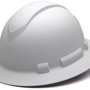 Pyramex Ridgeline Full Brim Hard Hat, 4-Point Ratchet Suspension, Matte White Graphite Pattern