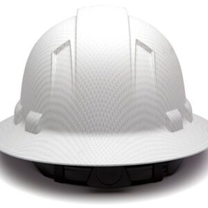 Pyramex Ridgeline Full Brim Hard Hat, 4-Point Ratchet Suspension, Matte White Graphite Pattern