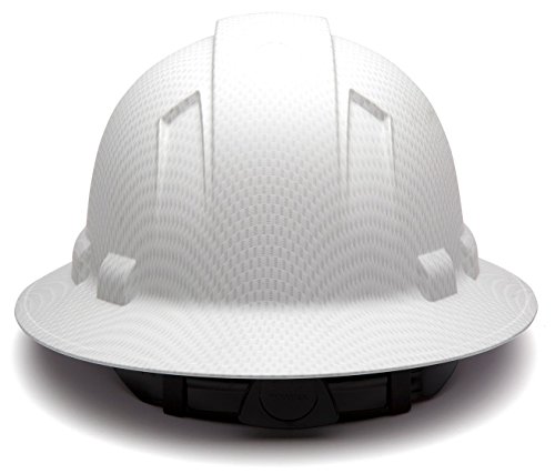 Pyramex Ridgeline Full Brim Hard Hat, 4-Point Ratchet Suspension, Matte White Graphite Pattern