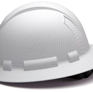 Pyramex Ridgeline Full Brim Hard Hat, 4-Point Ratchet Suspension, Matte White Graphite Pattern