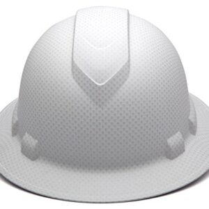 Pyramex Ridgeline Full Brim Hard Hat, 4-Point Ratchet Suspension, Matte White Graphite Pattern