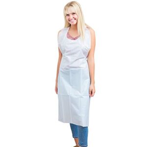 white aprons waterproof plastic aprons for dishwashing / poly aprons bulk / disposable aprons adults / plastic aprons disposable adults disposable aprons for hair stylist / disposable aprons hair salon and paint disposable medical aprons, pack of 100