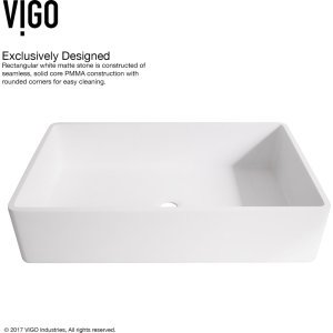 VIGO Magnolia 21.25 inch L x 13.875 inch W Over the Counter Freestanding Matte Stone Oval Vessel Bathroom Sink in Matte White - Sink for Bathroom VG04010