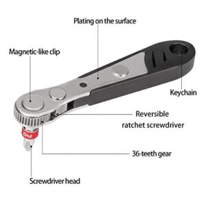 Tonsiki Right Angle Screwdriver 19PCS Mini Ratchet Set Low Profile Offset Screwdriver Bit Set 90 Degree Screwdriver with 36-Teeth Ratcheting Wrench for Tight Space