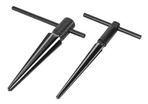performance tool w2967 tapered reamer set with t-handle and carbon steel contstruction to align holes or remove burrs from pipe, tubes, and more (2-piece), black