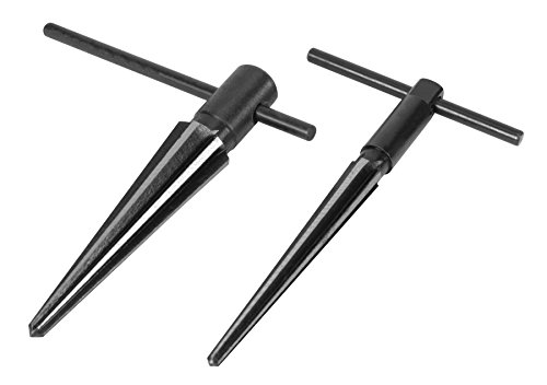 Performance Tool W2967 Tapered Reamer Set with T-Handle and Carbon Steel Contstruction to Align Holes or Remove Burrs from Pipe, Tubes, and More (2-Piece), Black