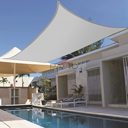 Patio Paradise 10' x 15' Ft Waterproof Sun Shade Sail High-Density Shade Cloth Light Grey Rectangle UV Block Durable Awning Canopy Outdoor Garden Backyard