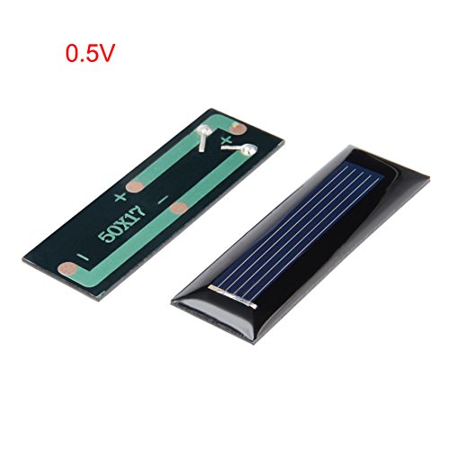 uxcell 5Pcs 0.5V 80mA Poly Mini Solar Cell Panel Module DIY for Phone Light Toys Charger 50mm x 17mm