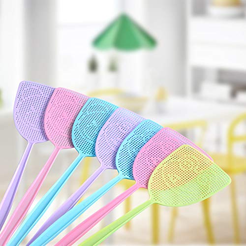 Fly Swatter, 5 Pack Manual Pest Control Colorful Plastic with 17.5'' Durable Long Handle House Wife Helper (5X)