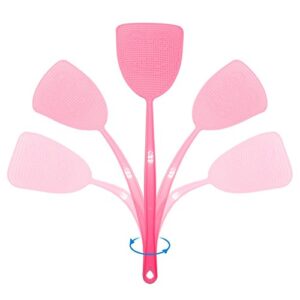 Fly Swatter, 5 Pack Manual Pest Control Colorful Plastic with 17.5'' Durable Long Handle House Wife Helper (5X)