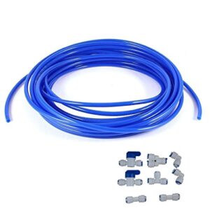 lemoy 1/4" quick connect water purifiers tube fittings for ro water reverse osmosis system ball valve+y+l+i+t type+5 meters 15 feet tubing hose pipe blue for ro water reverse osmosis system blue