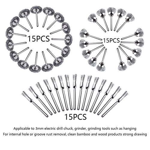 Rocaris 45PC Wire Brushes Set Steel Wheel Brushes Accessories for Rotary Tools