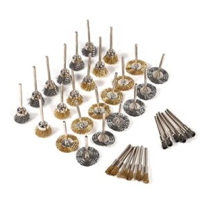 Rocaris 36Pcs Brass Steel Wire Brush Polishing Wheels Full kit for Rotary Tools