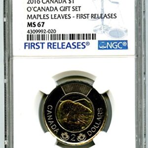 2016 CA O CANADA $2 POLAR BEAR TOONIE ERROR LABELED AS $1 AND MAPLE LEAVES Registry Quality $2 MS67 NGC