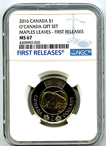 2016 CA O CANADA $2 POLAR BEAR TOONIE ERROR LABELED AS $1 AND MAPLE LEAVES Registry Quality $2 MS67 NGC