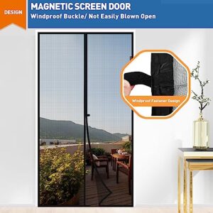 MAGZO Magnetic Screen Door Fit Door Size 32 x 80 Inch, Screen Size 34" x 81" Reinforced Fiberglass Screen Curtain Heavy Duty Screen Mesh for Patio Door Enjoy Air Fresh-Grey Gray