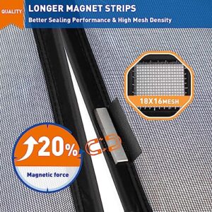 MAGZO Magnetic Screen Door Fit Door Size 32 x 80 Inch, Screen Size 34" x 81" Reinforced Fiberglass Screen Curtain Heavy Duty Screen Mesh for Patio Door Enjoy Air Fresh-Grey Gray