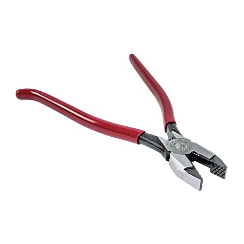 Klein Tools D201-7CSTA Linesman Pliers, Side Cutters with Spring Loaded Action, Ironworker Pliers have Aggressive Knurl and Tempered Handles