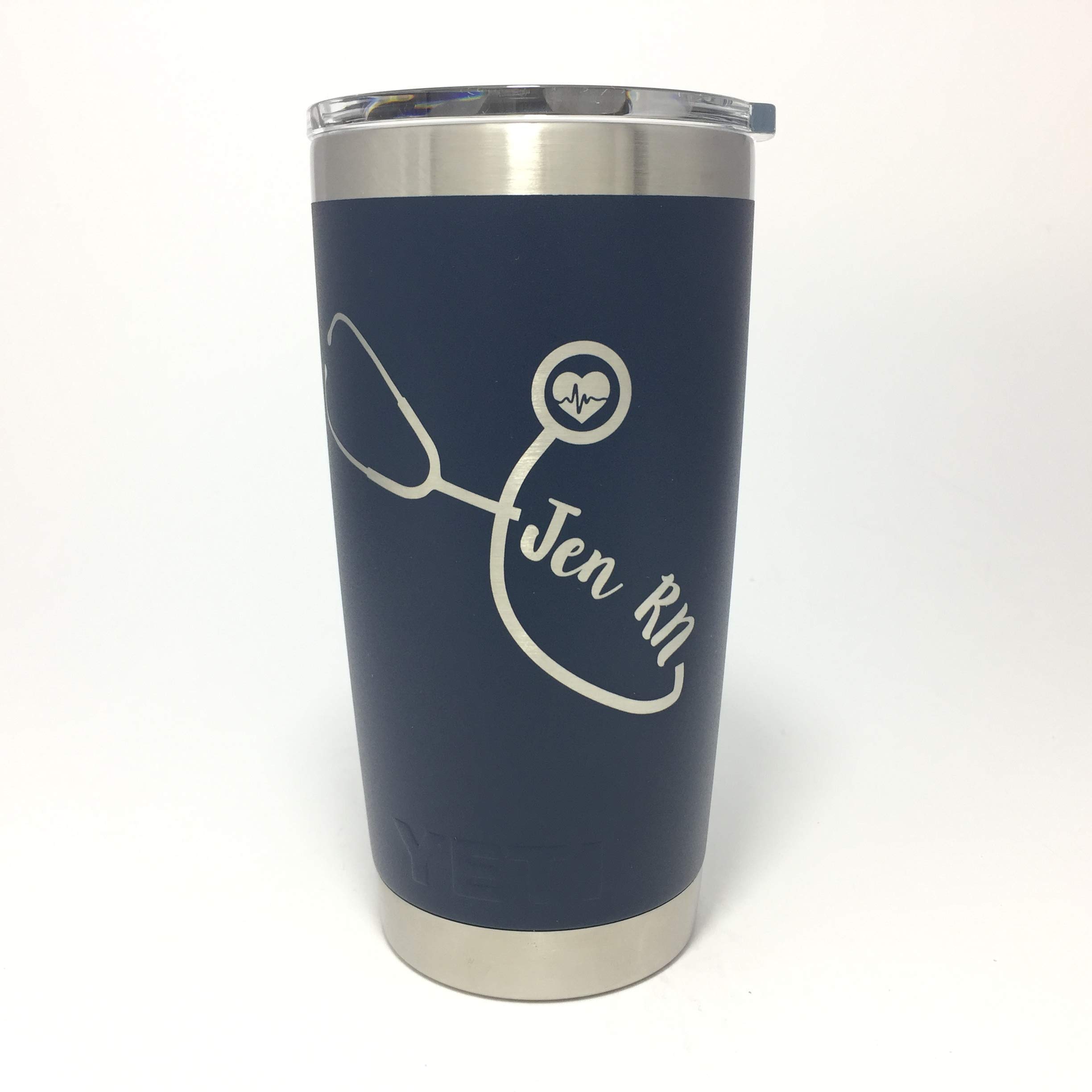 Stethoscope Design w/Custom Name Engraved yeti Stainless Steel Travel Mug - NOT A STICKER!