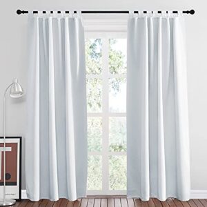 nicetown indoor curtain waterproof with tab top design, thermal insulated sunlight block patio curtain for keep warm in winter & keep cool in summer (1 pack, w52 x l84, greyish white)