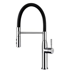 yohom black kitchen faucet with pull down sprayer stainless steel kitchen sink faucet high arc single handle with pull out dual function sprayer modern single hole faucet brushed finish