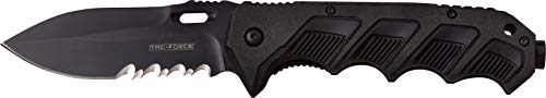 TAC Force Spring Assisted Knife, Black/Black Double Injection Handle, 3.75"