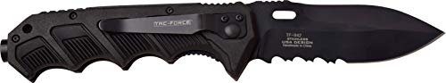 TAC Force Spring Assisted Knife, Black/Black Double Injection Handle, 3.75"