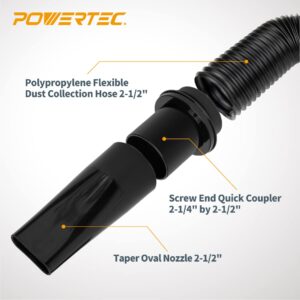 POWERTEC 70208 Dust Collection Flexible Hose Kit, 2-1/4" , Black