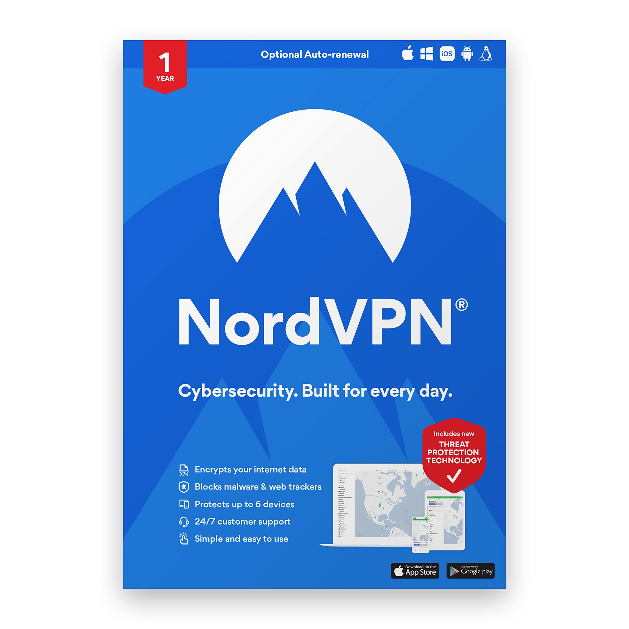 NordVPN Standard – 18-Month VPN & Cybersecurity Software Subscription For 6 Devices - Block Malware, Malicious Links & Ads, Protect Personal Information | PC/Mac/Mobile | Activation code via Mail