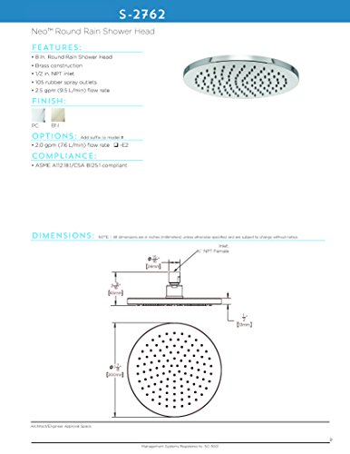 Speakman S-2762 Circular Rain Shower Head for Stylish Bathroom Décor, 2.5 GPM, Polished Chrome