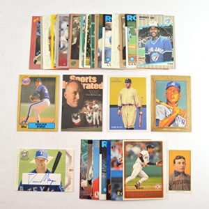50 baseball trading cards grand slam package - old school players including mickey mantle, babe ruth, honus wagner t-206 reprint, cal ripken, nolan ryan, and a insert card!