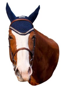 equine couture fly bonnet with lurex rope full bla